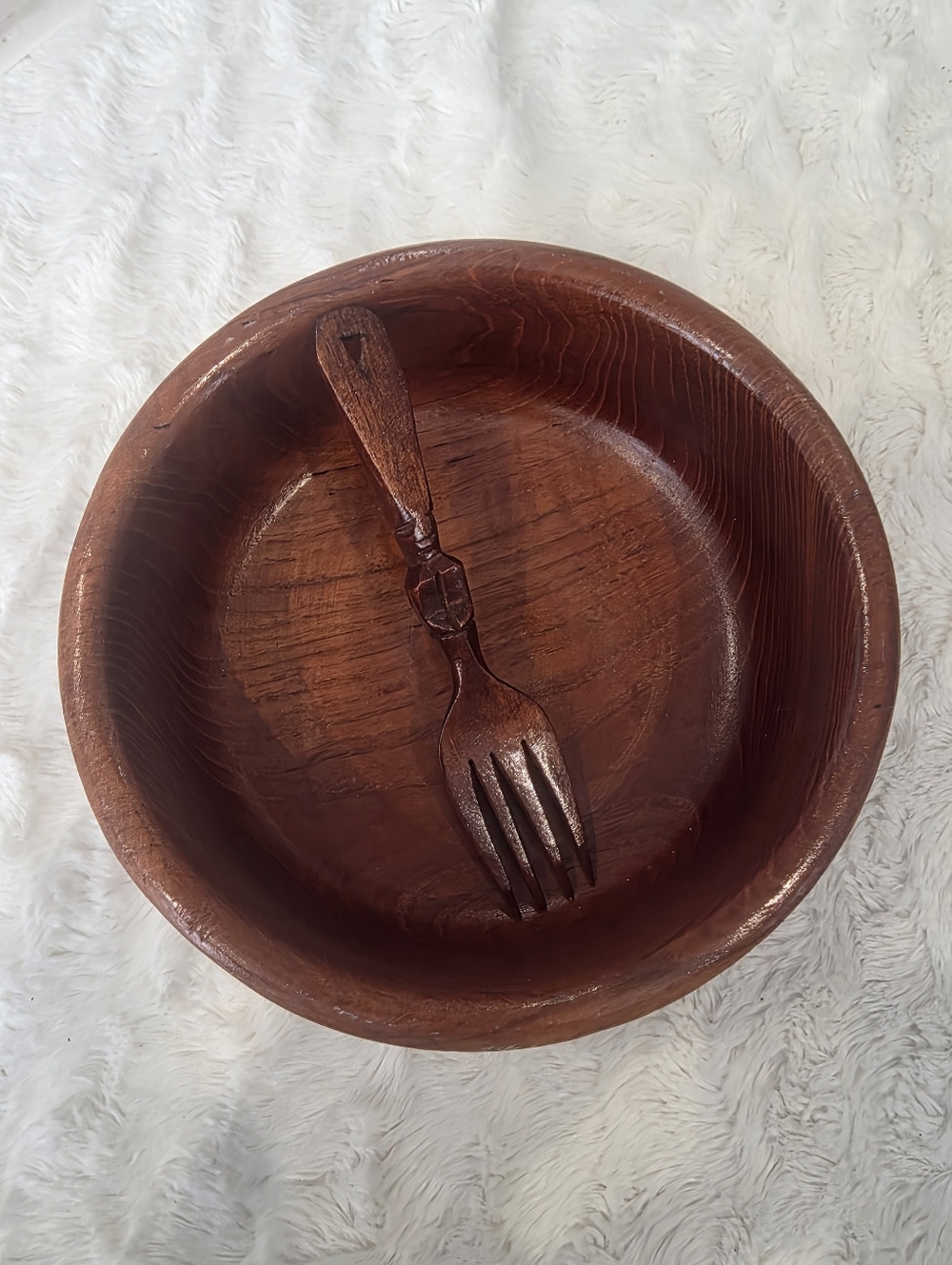 VTG Selandia Designs Teakwood Shallow Bowl - 6" /W Singular Wooden Spoon